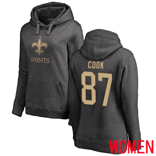 New Orleans Saints Ash Women Jared Cook One Color NFL Football #87 Pullover Hoodie Sweatshirts->women nfl jersey->Women Jersey